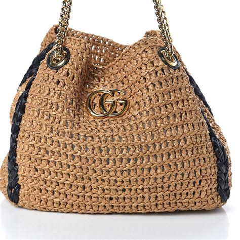 borse rafia gucci|Medium tote bag in natural raffia effect .